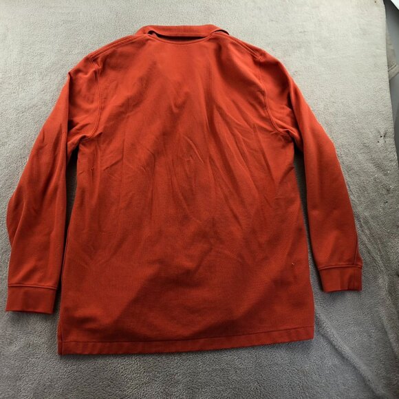 L.L. Bean Mens Rugby Polo Shirt Large Orange Traditional Fit Long Sleeve Casual - Picture 9 of 9